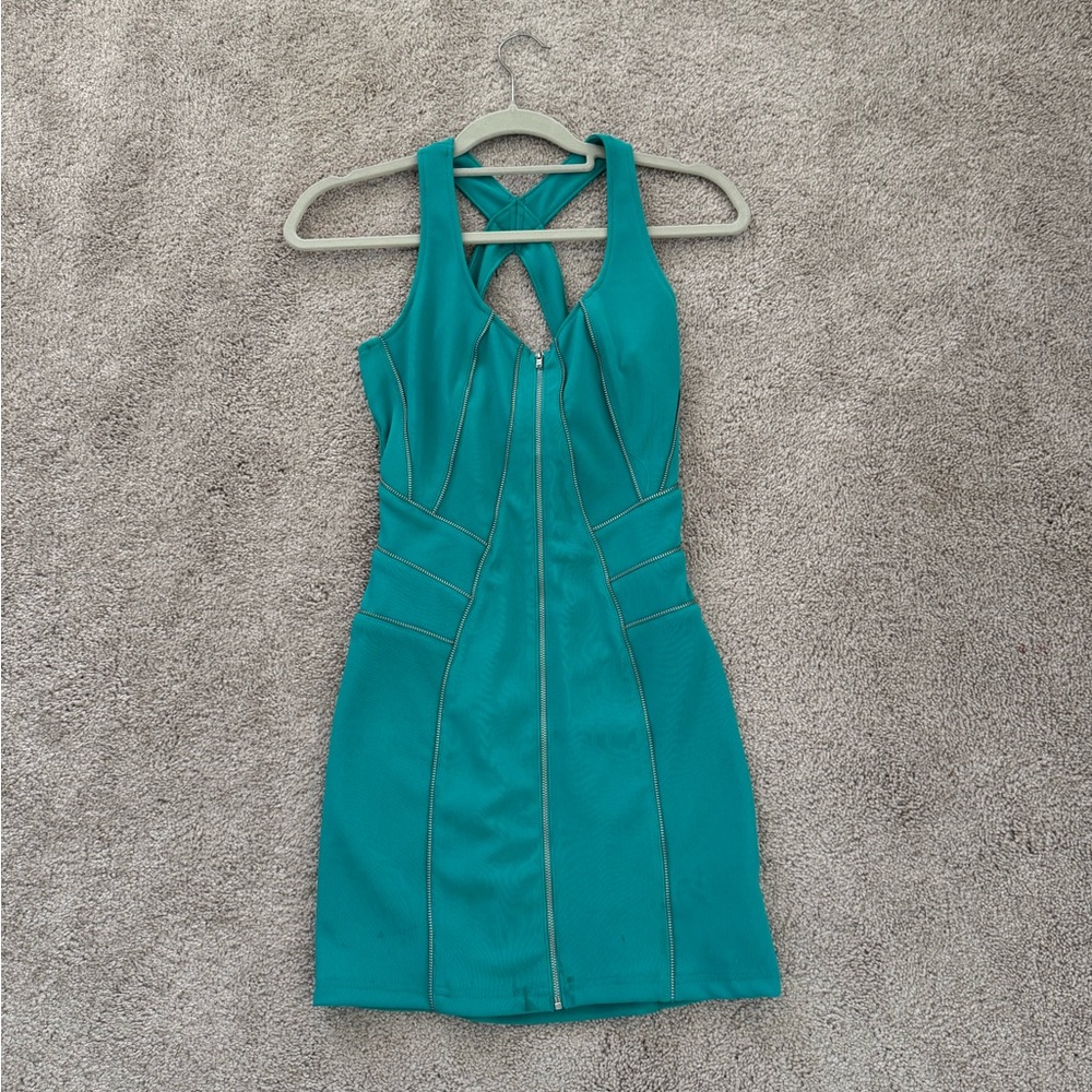 Topshop Teal Backless Green Dress